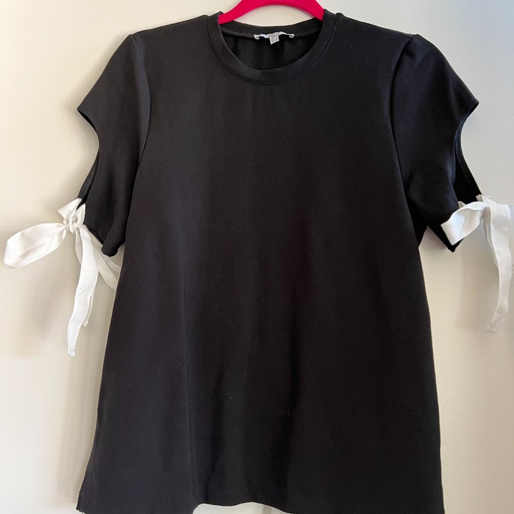 Asilio Open Back Ribbon Tie Warning Signs Tee